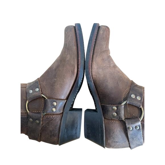 Frye Vintage Brown Leather Square Toe Harness BootSize 9.5 - Picture 8 of 13